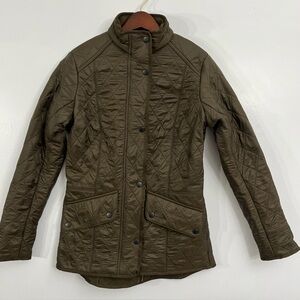 BARBOUR Women's Olive Green CAVALARY POLARQUILT Quilted Jacket Size US 6